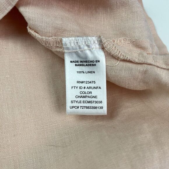 Ellen Tracy Linen Tunic Top Sz L Peach Pink Beachy quiet luxury coastal - Picture 10 of 11